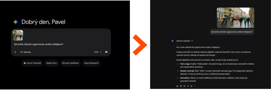 Google Gemini nyní pozná, jestli je fotka z AI generátoru 1 Ukazka funkce rozpoznani AI obrazku od Gemini